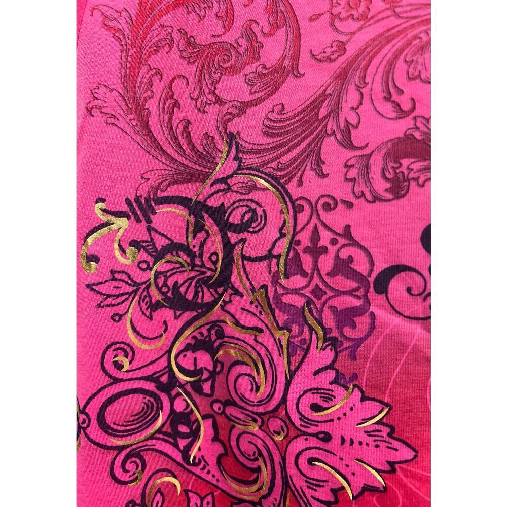 APPROPRIATE BEHAVIOR Red Pink swirl all over print v neck tee NWT Plus sz 1X - Picture 4 of 6